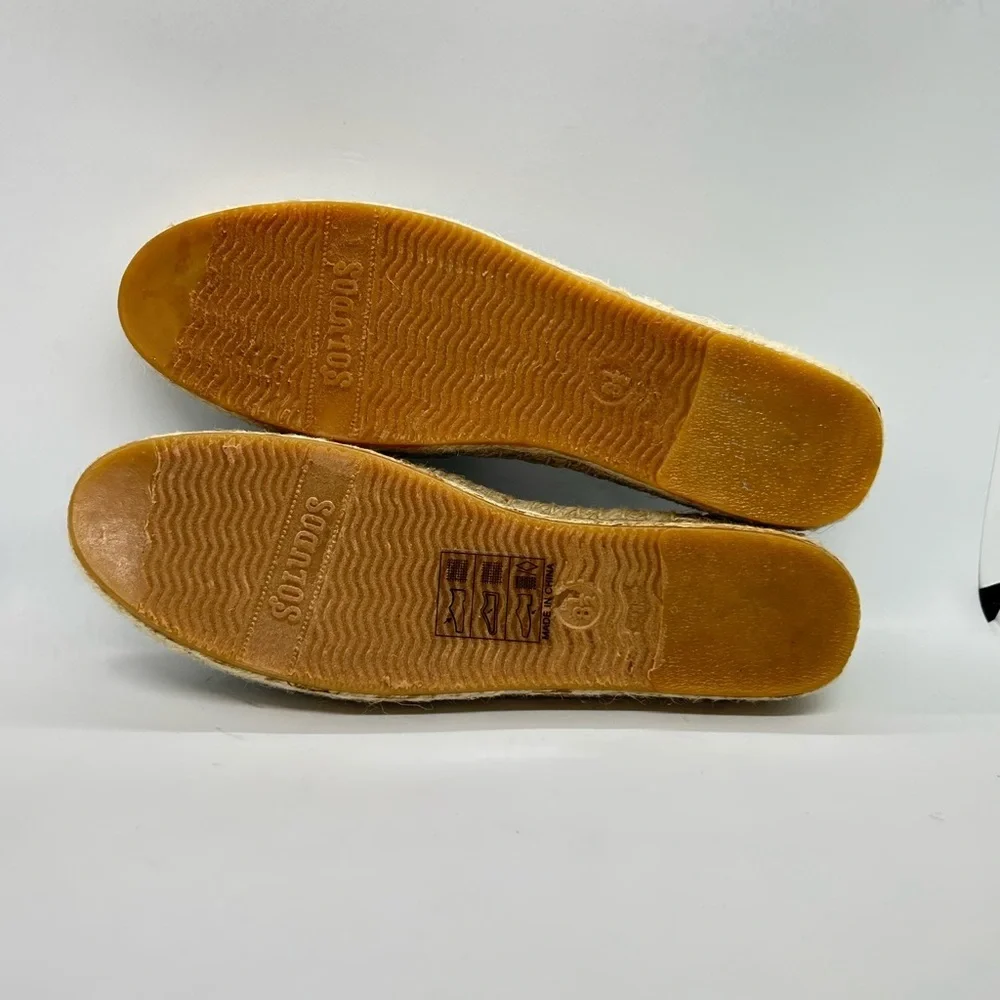 Soludos Gray Espadrilles with Embroidered Cocktail Design Size 8.5